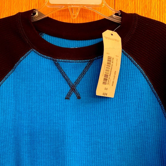New with tags boy’s size 8 blue black waffle weave thermal shirt top long sleeve - Picture 2 of 3
